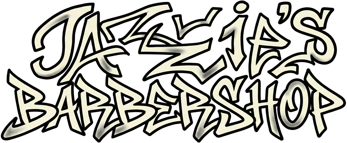 Jazzie's Barbershop spray-painted graffiti logo